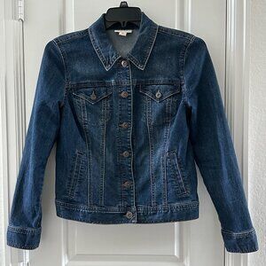 Style & Co Womens Denim Jacket M Blue Cotton Blend